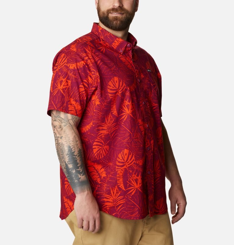 Men's Columbia Rapid Rivers Printed Short Sleeve Shirts Red | Plus Size CA-P68LC